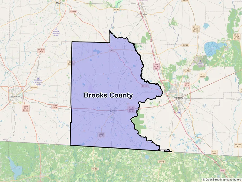 Map of Brooks County, Georgia and ZIP codes
