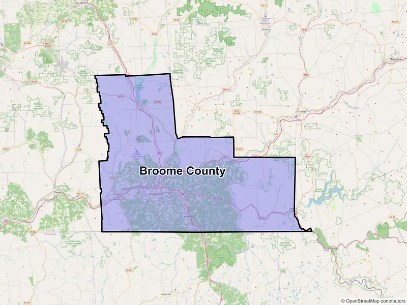 Map of Broome County, New York and ZIP codes