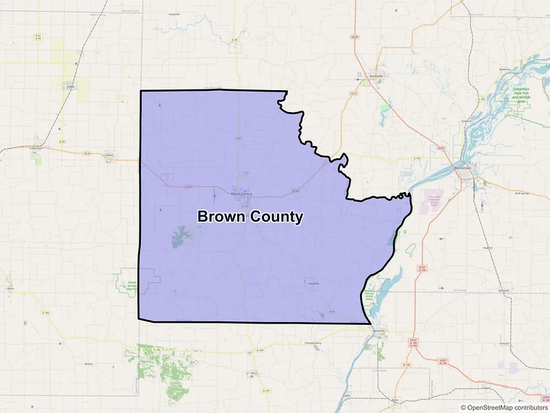 Map of Brown County, Illinois and ZIP codes