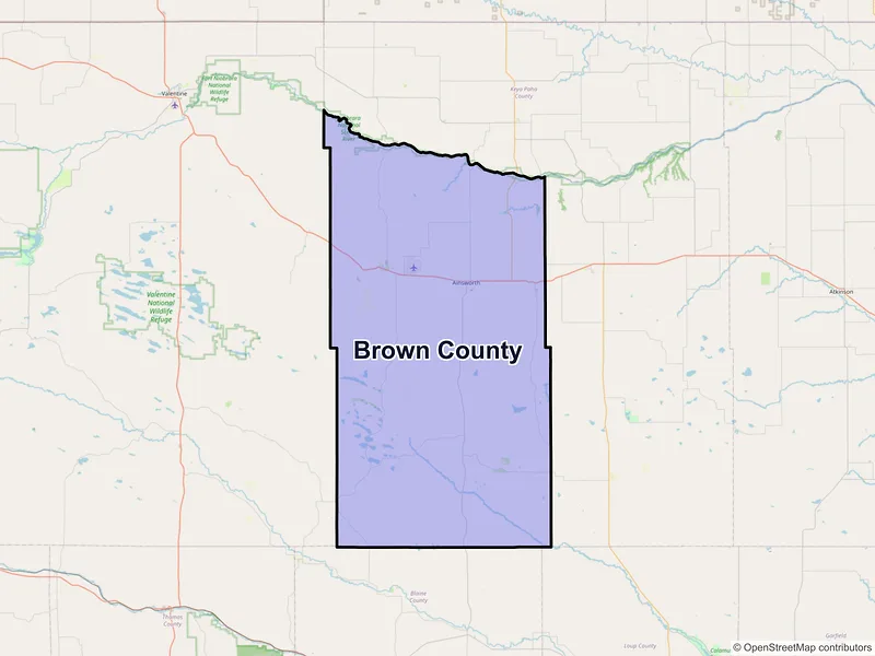 Map of Brown County, Nebraska and ZIP codes
