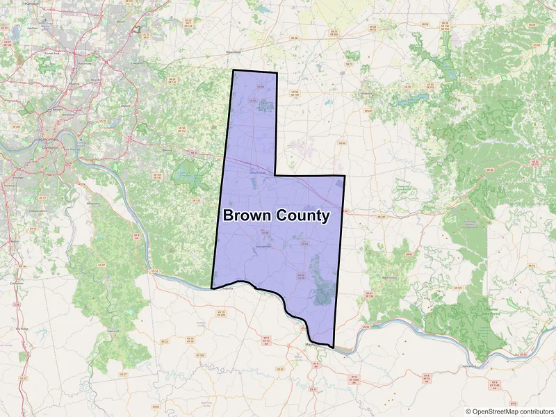 Map of Brown County, Ohio and ZIP codes