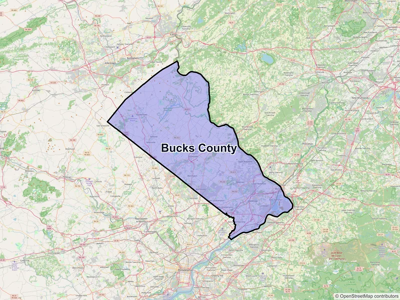 Map of Bucks County, Pennsylvania and ZIP codes