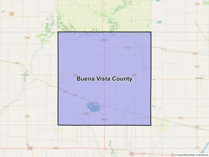 Map of Buena Vista County, Iowa and ZIP codes