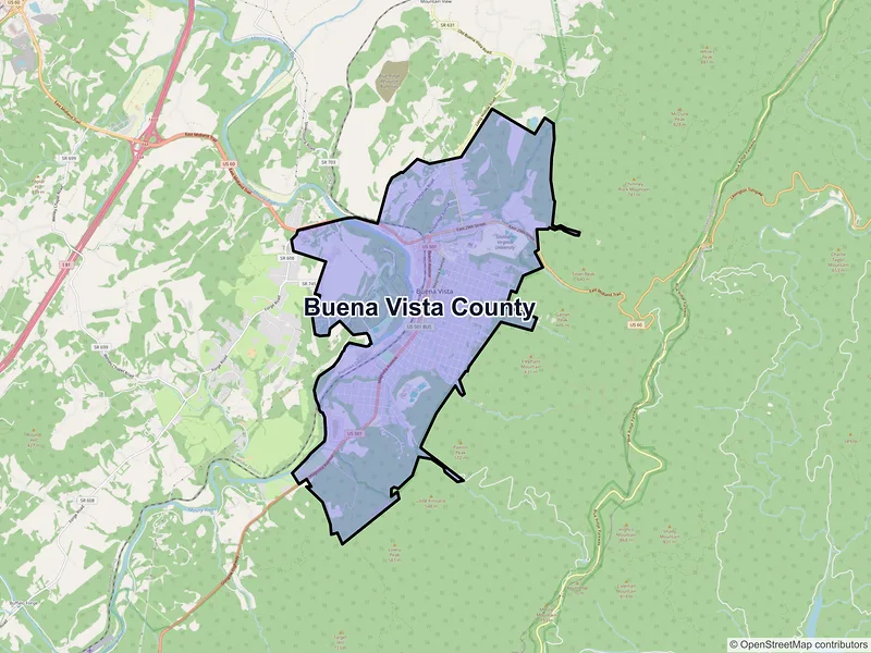 Map of Buena Vista County, Virginia and ZIP codes