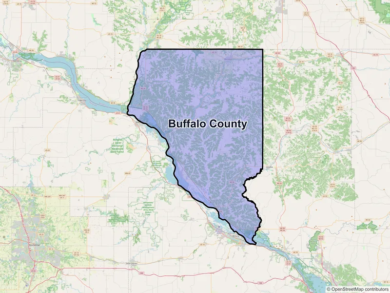 Map of Buffalo County, Wisconsin and ZIP codes