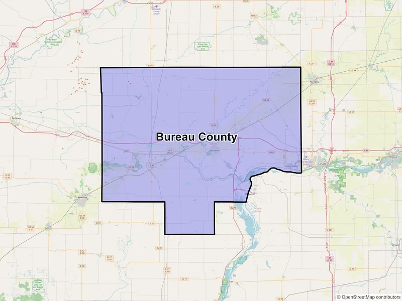 Map of Bureau County, Illinois and ZIP codes