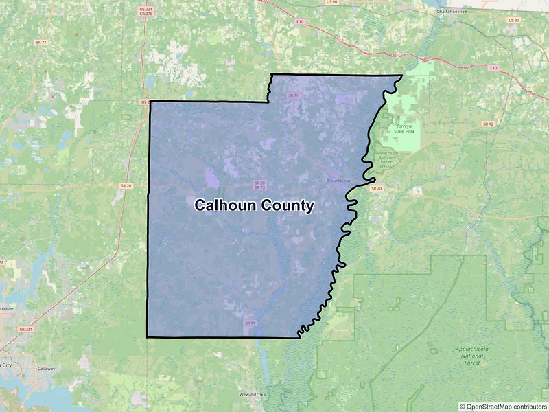 Map of Calhoun County, Florida and ZIP codes