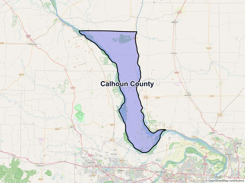 Map of Calhoun County, Illinois and ZIP codes