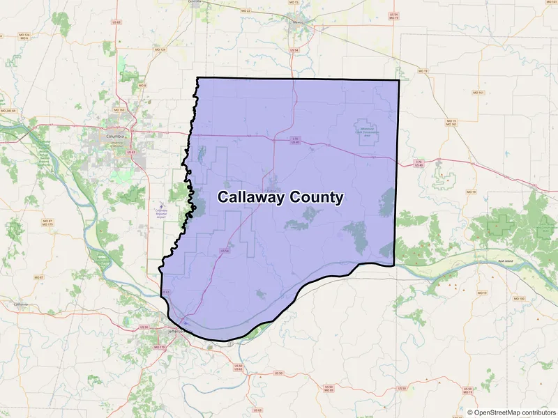 Map of Callaway County, Missouri and ZIP codes