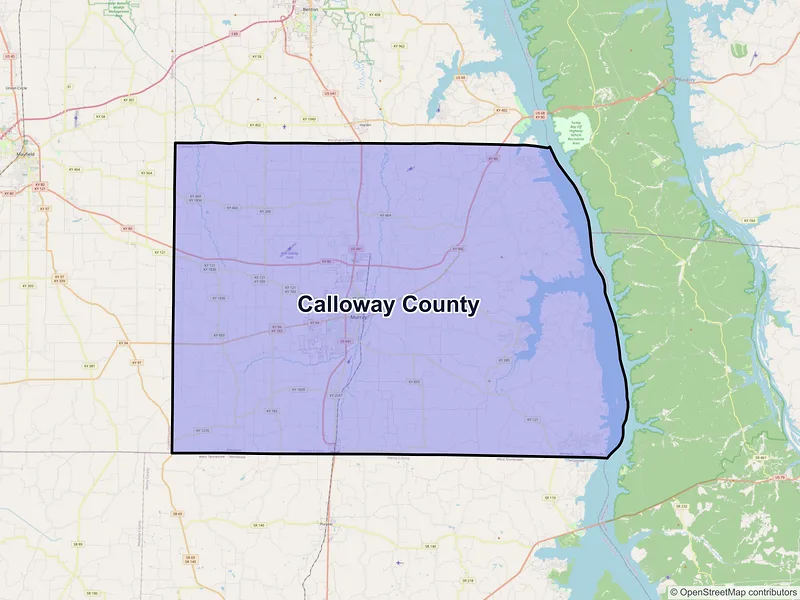 Map of Calloway County, Kentucky and ZIP codes
