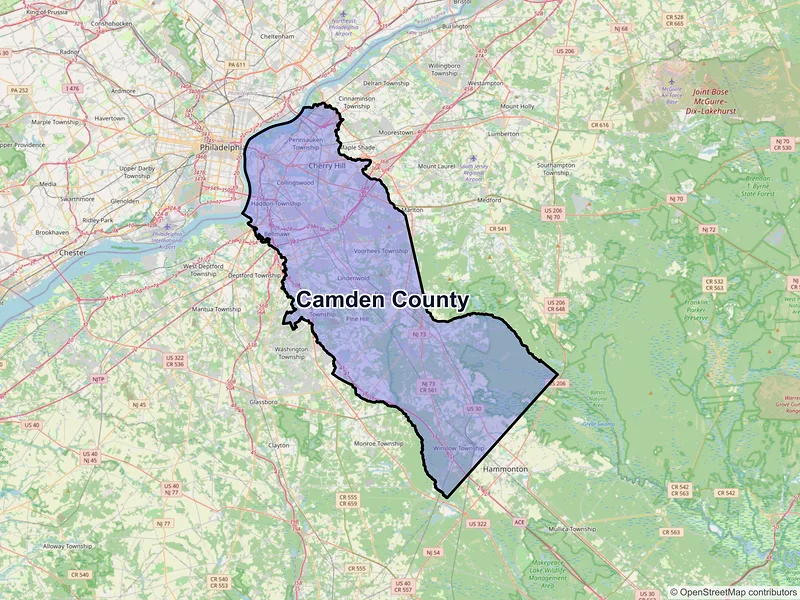 Map of Camden County, New Jersey and ZIP codes