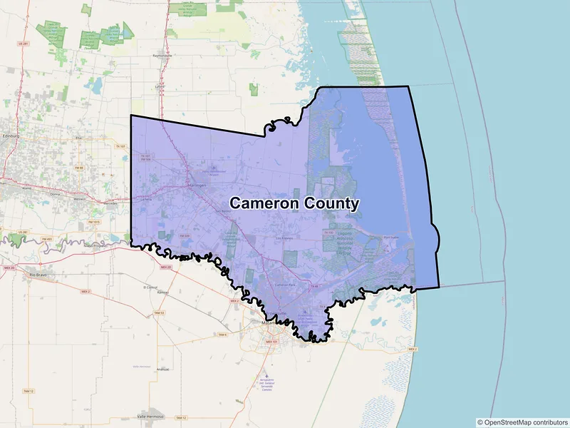 Map of Cameron County, Texas and ZIP codes