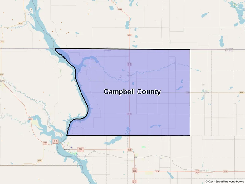 Map of Campbell County, South Dakota and ZIP codes