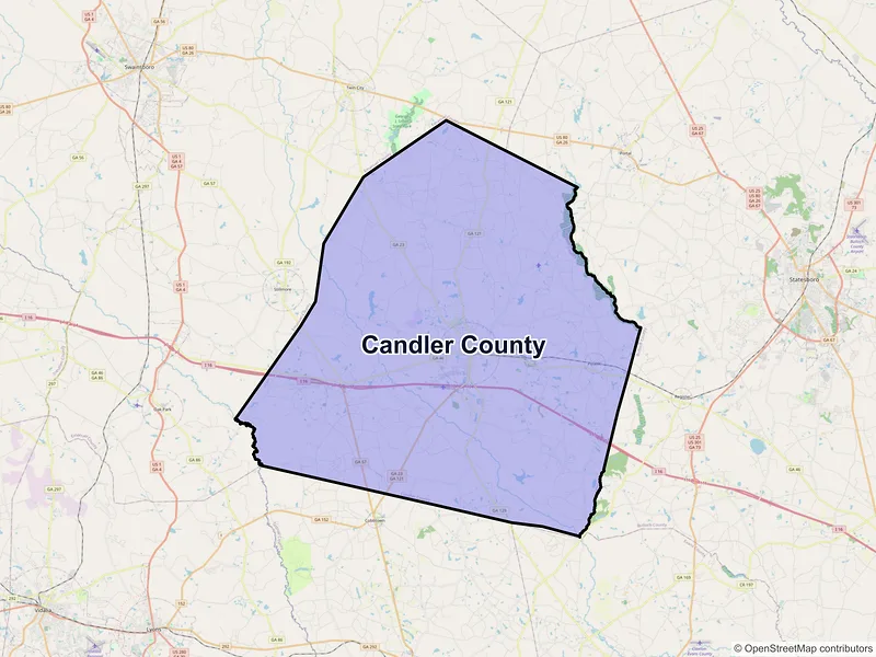 Map of Candler County, Georgia and ZIP codes