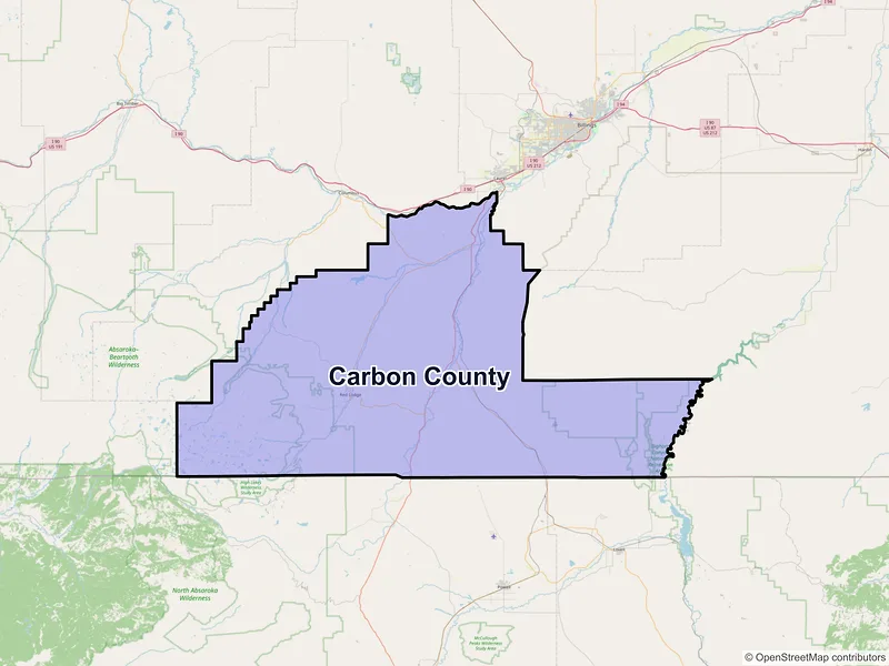 Map of Carbon County, Montana and ZIP codes
