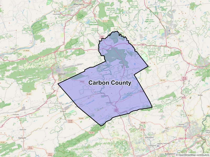 Map of Carbon County, Pennsylvania and ZIP codes