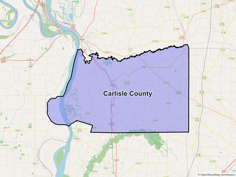 Map of Carlisle County, Kentucky and ZIP codes