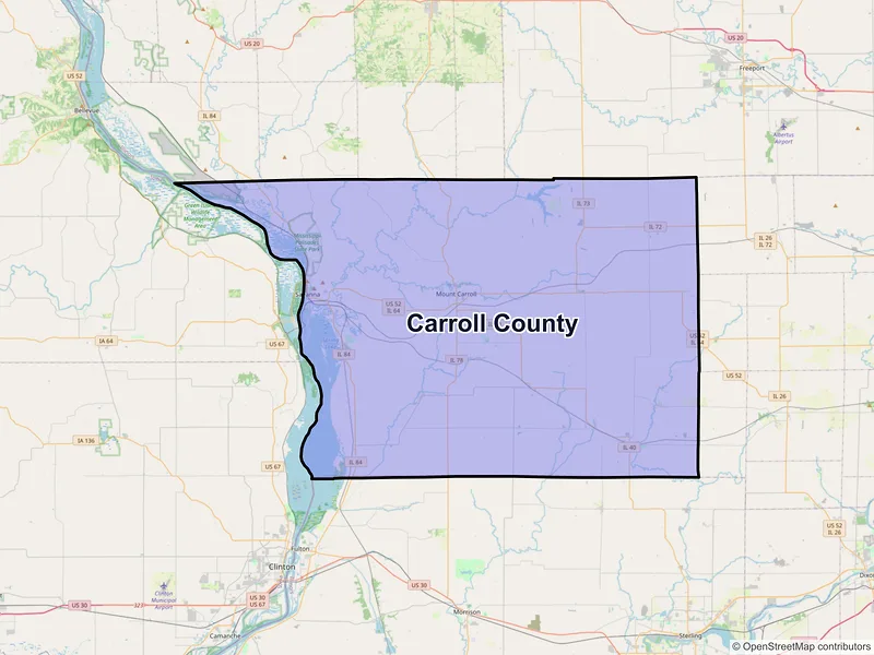 Map of Carroll County, Illinois and ZIP codes