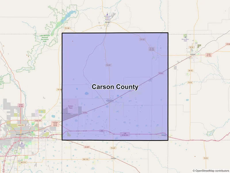 Map of Carson County, Texas and ZIP codes