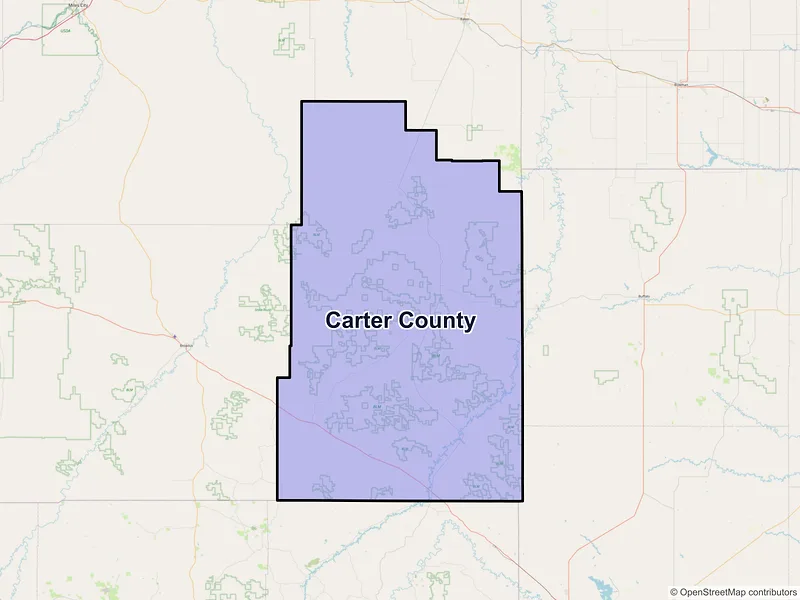 Map of Carter County, Montana and ZIP codes