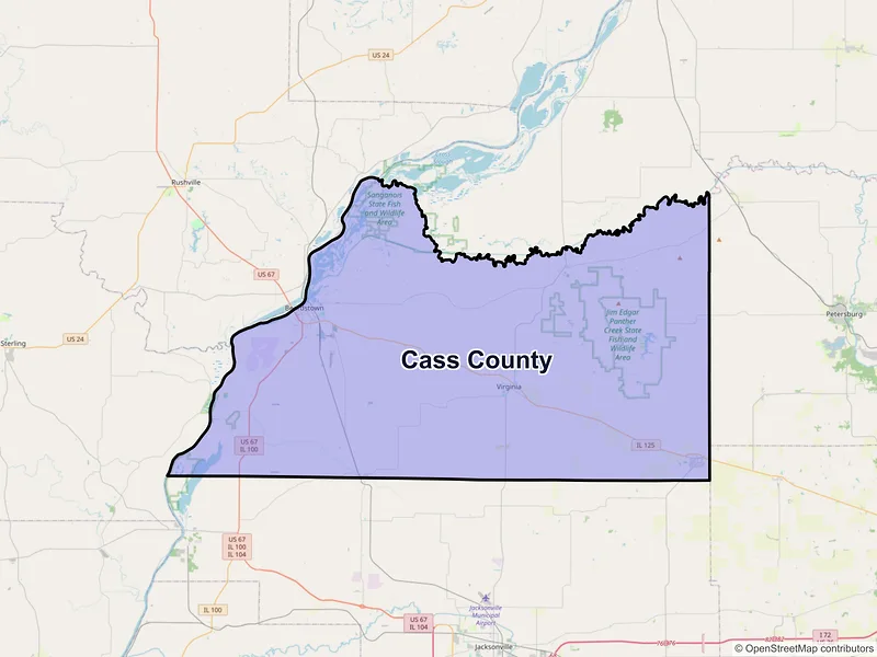 Map of Cass County, Illinois and ZIP codes