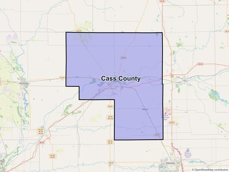 Map of Cass County, Indiana and ZIP codes
