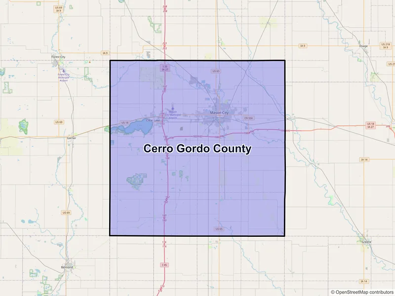 Map of Cerro Gordo County, Iowa and ZIP codes