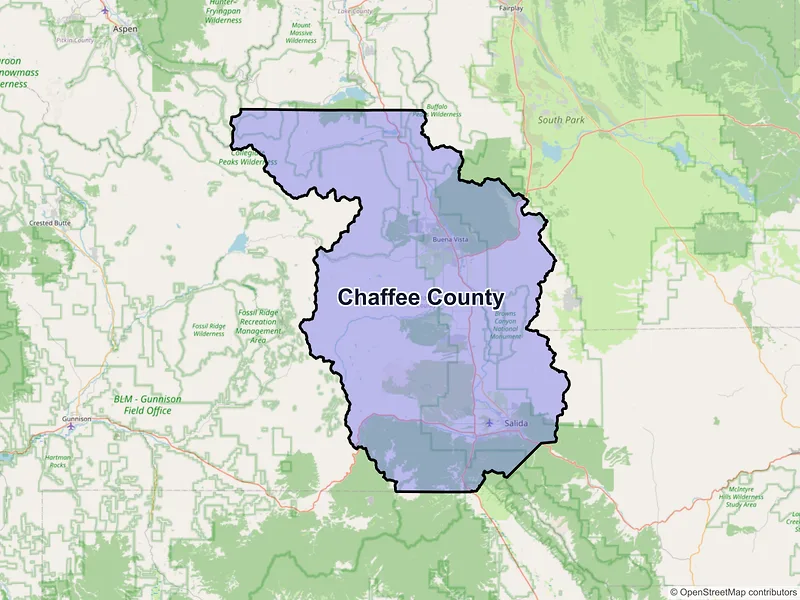 Map of Chaffee County, Colorado and ZIP codes