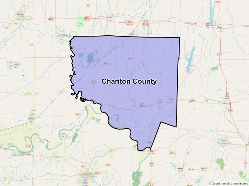 Map of Chariton County, Missouri and ZIP codes