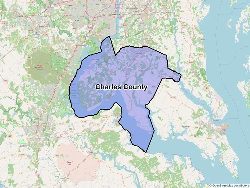 Map of Charles County, Maryland and ZIP codes