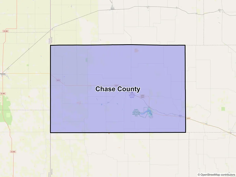 Map of Chase County, Nebraska and ZIP codes
