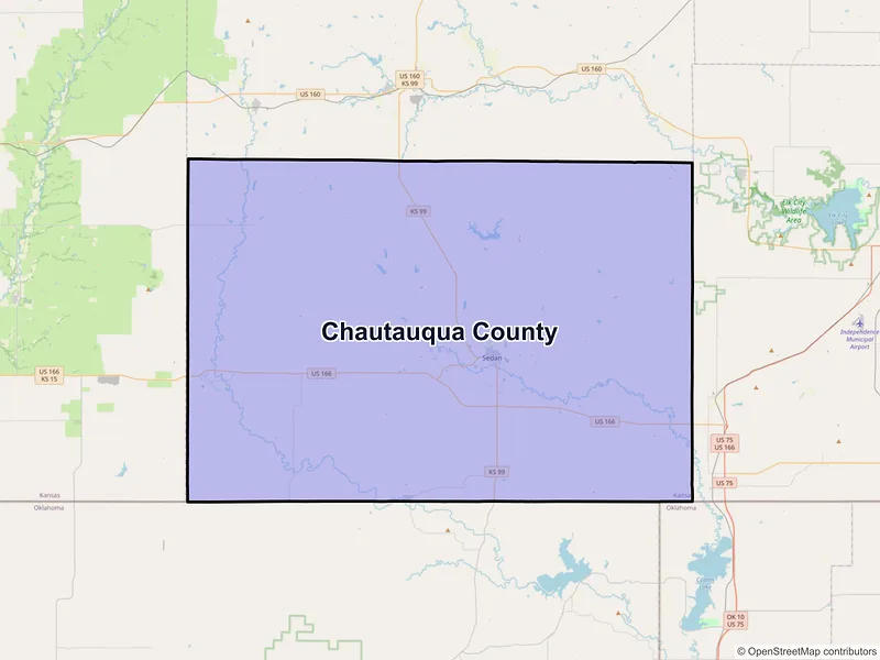 Map of Chautauqua County, Kansas and ZIP codes