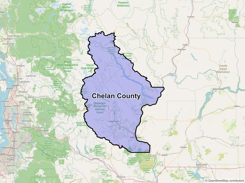 Map of Chelan County, Washington and ZIP codes