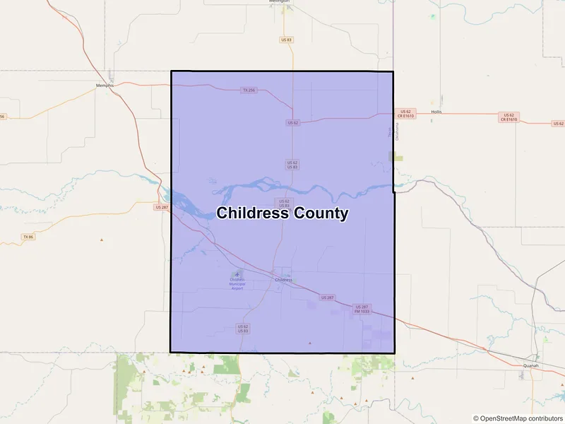 Map of Childress County, Texas and ZIP codes