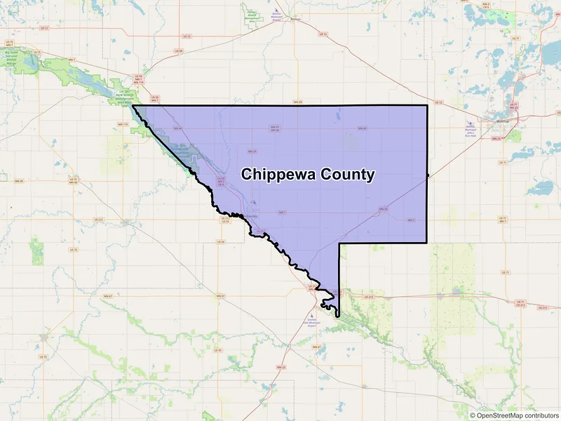 Map of Chippewa County, Minnesota and ZIP codes