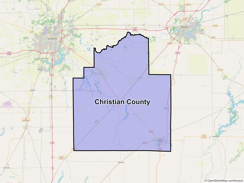 Map of Christian County, Illinois and ZIP codes