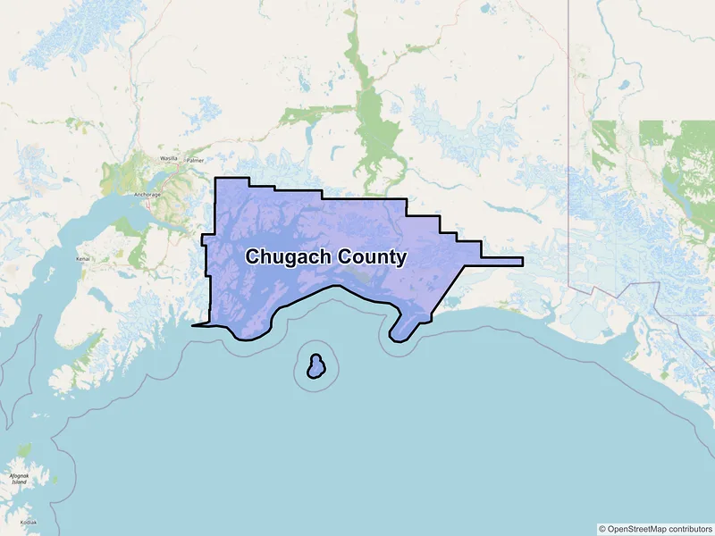 Map of Chugach County, Alaska and ZIP codes