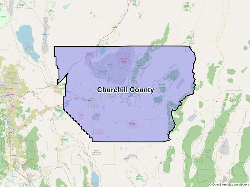 Map of Churchill County, Nevada and ZIP codes