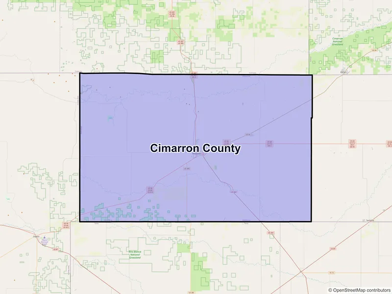 Map of Cimarron County, Oklahoma and ZIP codes