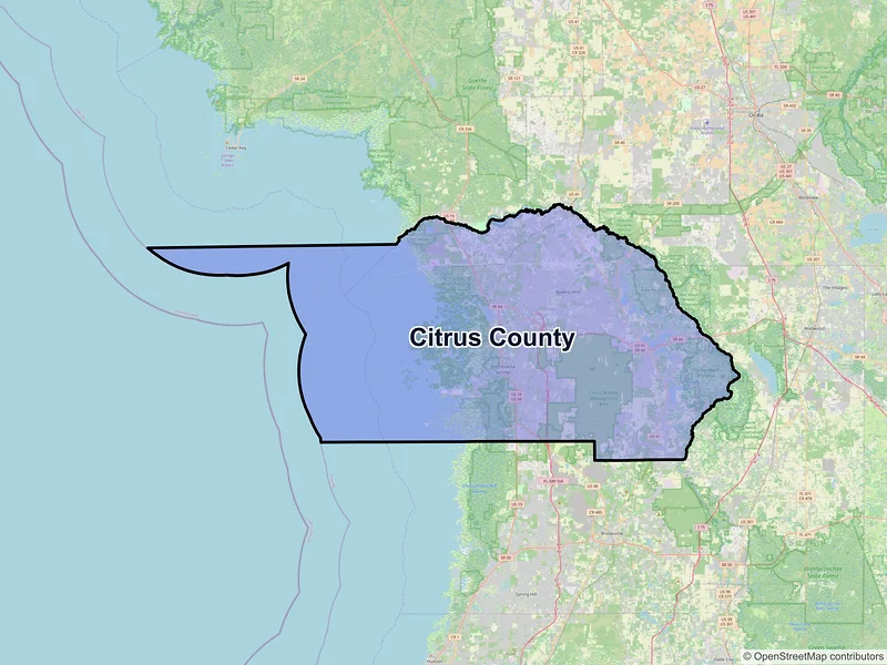 Map of Citrus County, Florida and ZIP codes