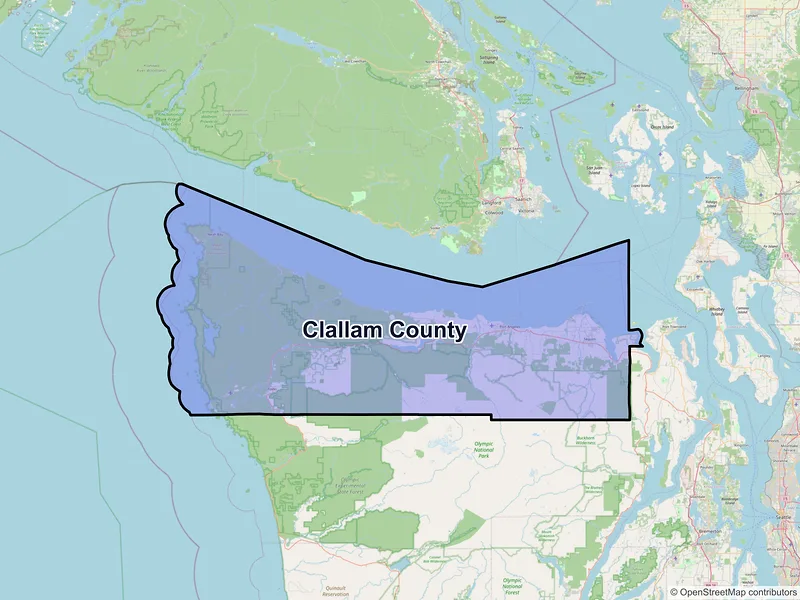 Map of Clallam County, Washington and ZIP codes