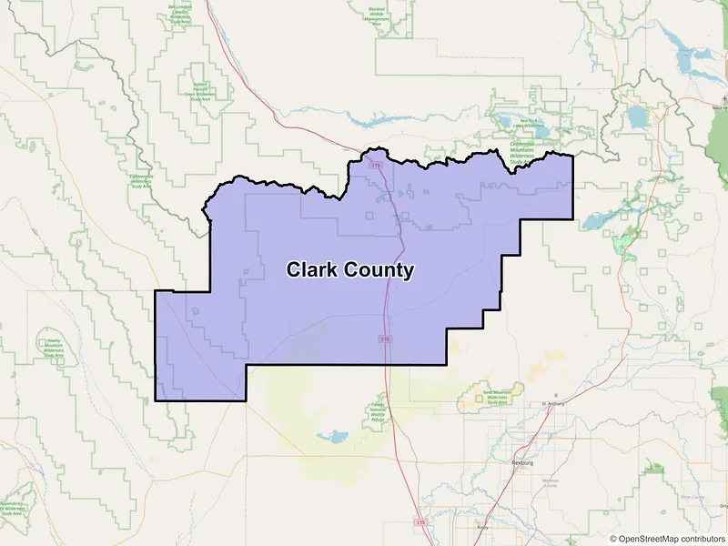 Map of Clark County, Idaho and ZIP codes