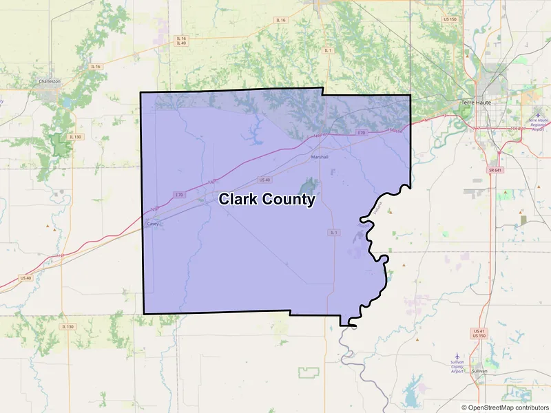 Map of Clark County, Illinois and ZIP codes
