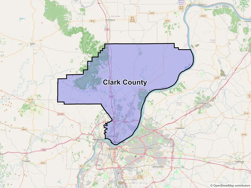 Map of Clark County, Indiana and ZIP codes