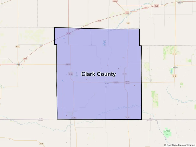 Map of Clark County, Kansas and ZIP codes