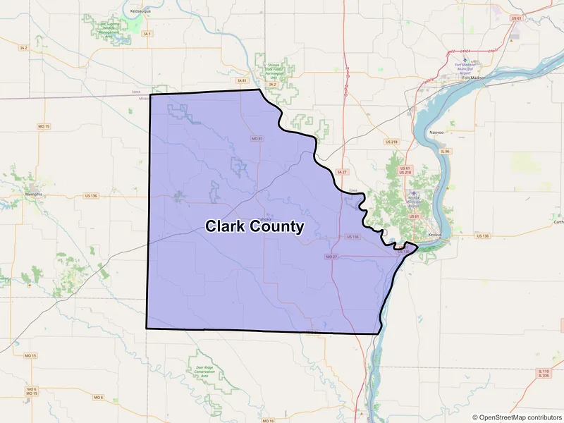 Map of Clark County, Missouri and ZIP codes