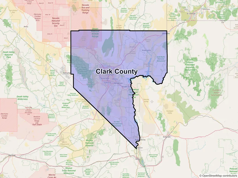 Map of Clark County, Nevada and ZIP codes