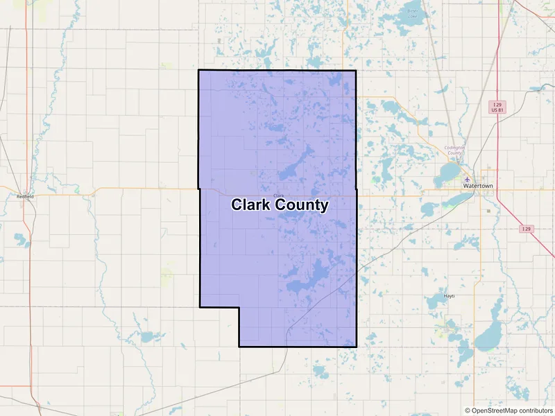 Map of Clark County, South Dakota and ZIP codes