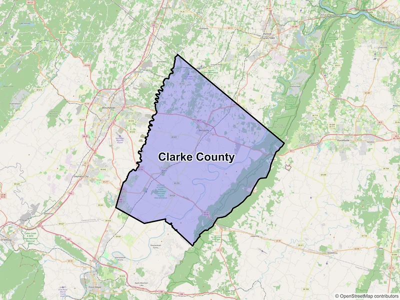 Map of Clarke County, Virginia and ZIP codes