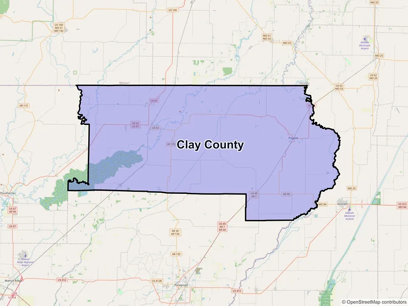 Map of Clay County, Arkansas and ZIP codes